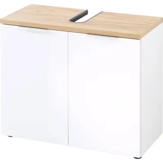 Germania Waschbeckenunterschrank PESCARA weiß, navarra, eiche, nachbildung, weiß glas),
