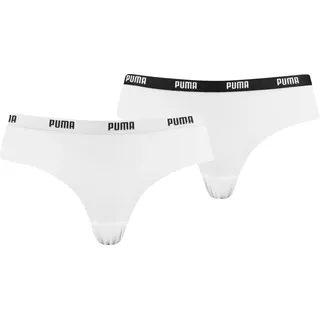 Brasilslip PUMA "PUMA WOMEN MICROFIBER BRAZILIAN 2P HANG", Damen, Gr. M, weiß, Microfaser, Obermaterial: 83% Polyamid, 17% Elasthan, körpernah, Unterhosen Brasilslip, Mit elastischem Soft-Touch-Logobund