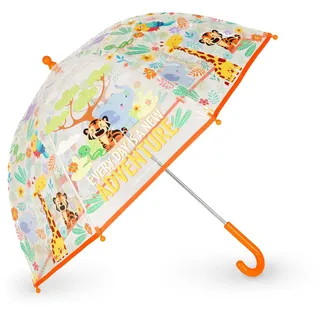 Legami - Dancin' In The Rain Kinderregenschirm, Jungle Motiv, winddichte Struktur, manuelle Öffnung, Stoffverschluss mit Platz für Namen, Hakengriff, 73x65 cm