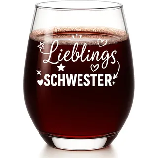 Diztoud Schwester Geschenk, Lustig Weinglas mit Spruch Lieblingsschwester, Personalisierte Geschenke für Beste Schwester, Geschwister, Schwestern Geschenke zum Weihnachten Geburtstag, 550ml Weingläser
