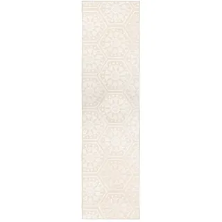 Kayoom Läufer , Creme , Textil , geometrisch , rechteckig , 80x300 cm , pflegeleicht , Teppiche und Böden, Teppiche, Teppichläufer, Läufer