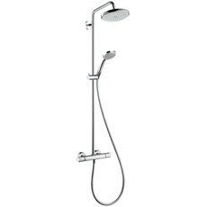 hansgrohe Duschsystem Croma 220 (Regendusche mit 4 Strahlarten, Duschkopf, Duschstange und Thermostat) chrom