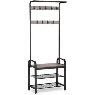 VASAGLE Garderobenständer 72 x 183 x 33,7 cm Grau/Schwarz