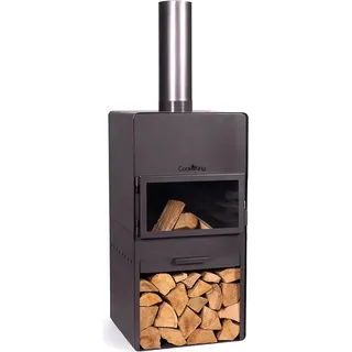 CookKing 111501 Gartenofen Terrassenofen Kamin Feuerstelle „VENTO” Mit Backfach - Schwarz