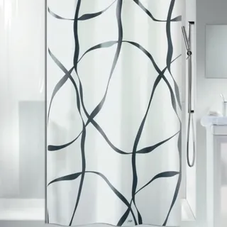 Spirella Duschvorhang Ribbon 180 x 180 cm Weiß/Schwarz