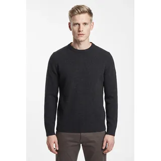 Strickpullover CAMEL ACTIVE, Herren, Gr. S, schwarz (asphalt), Strick, Obermaterial: 100% Polyester, meliert, normal hüftbedeckend, Rundhals, Flachstrickbündchen, Pullover Strickpullover, mit Rundhalsausschnitt