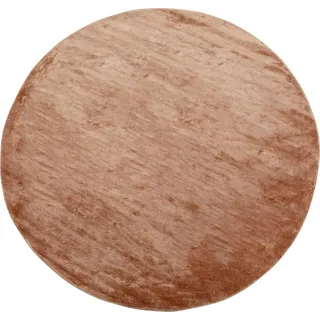 Kare Design Teppich Cosy, Braun, 200x200cm, Läufer, Vorleger, Rund, Baumwolle, Einfarbig, Wohnzimmer