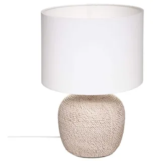Tischlampe mit Keramikfuß DAVIA, H. 40 cm - Beige, Weiß