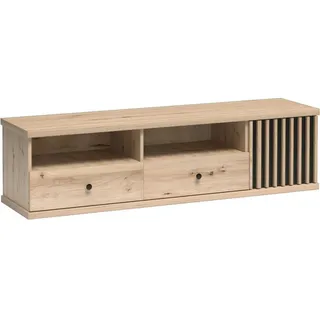 Bettso TV-Schrank Industrial Fernsehtisch TV Lowboard CALI C6 160 x 43 cm Eiche Artisan mit Lamellen - Braun
