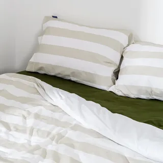 Breton Bettbezug Beige 155 x 220 cm 100% Baumwolle Hergestellt in Europa - Beige