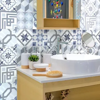 Ambiance Sticker Selbstklebende Wandtattoo Aufkleber, Wanddekoration, Fliesenaufkleber für Badezimmer und Küche Geronimo - 9 Stück Aufkleber 10 x 10 cm