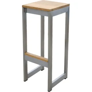 Teako Design Barhocker Teakholz + Edelstahl Cadore - Massivholz, wetterfest, stilvoll, Indoor & Outdoor