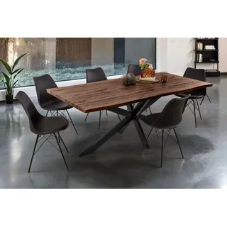Sam Esstisch Baumkante Holz-Optik Nussbaum 200 x 100 Spider-Gestell schwarz JOSY - Braun