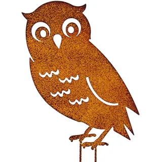 Blümelhuber Eule Rost Deko für den Garten - Metall Edelrost Gartenstecker Eulen Figur für den Balkon oder die Haustüre Deko Frühling