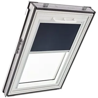 Original Roto Verdunkelungsrollo ZRV - Nahezu vollständige Verdunkelung - Führungsschiene Silber - Für Dachfenster der Baureihe Q - Größe 066/098 | 06/09 - Stofffarbe Blau