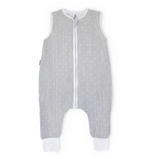 Ehrenkind® Baby Sommerschlafsack mit Füßen Musselin | aus weicher OEKO-TEX zertifizierter Bio-Baumwolle | Sommer Baby Schlafsack 1 TOG Gr. 100 Farbe Grau weiße Punkte