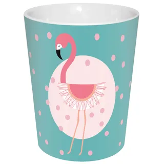 Infinite by GEDA Labels (INFKH) Becher Flamingo Punkte Porzellanbecher V-Mug, Porzellan, türkis/rosa, 8,5 x 8,5 x 10 cm, 15929