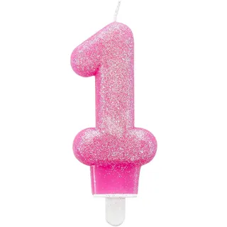 Amscan Zahlenkerze 1 Höhe 7,6 cm rosa