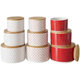 Boltze Home Keramikbehälter Lilly 3er-Set , Rot , Keramik , 16x10x16 cm , Küchenzubehör, Vorratsbehälter, Frischhaltedosen