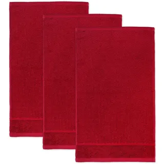 frottana Pearl Gästetuch 30 x 50 cm aus 100% Baumwolle, Ruby 3er Set