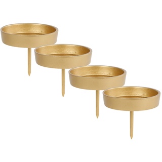 Alu Kerzenpick für Stumpenkerzen 4er Set - 9 cm in Gold - Metall Kerzenhalter für Kugelkerzen - Kerzen Stecker für Advents und Weihnachts Gesteck