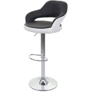 Mendler Barhocker HWC-F16, Barstuhl Tresenhocker Drehhocker, mit Lehne Kunstleder schwarz-weiß