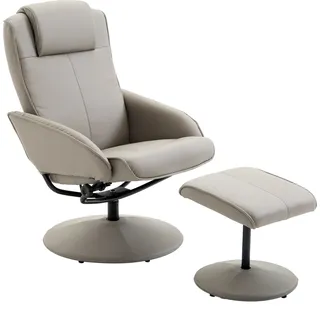 HOMCOM Relaxsessel Sessel Fernsehsessel Armsessel 360° drehbar mit Fußstütze Grau L78 × B71 × H101 cm - Grau