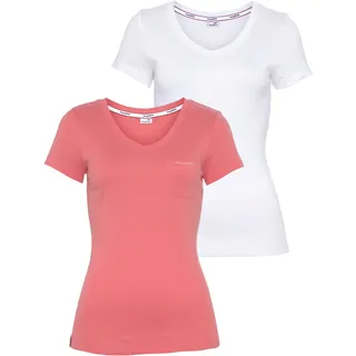 KangaROOS V-Shirt Spar-Set, 2er-Pack, Kurzarm, figurbetonter Schnitt, aus Baumwolle, im 2er-Pack, pink