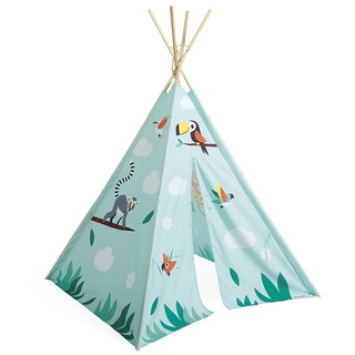 Janod - Tropik Kinder-Tipi - Kinderzimmer-Dekoration - Höhe 160 cm - Transporttasche inklusive - FSC-zertifiziert - Wasserfarbe - Ab 2 Jahren, J08263