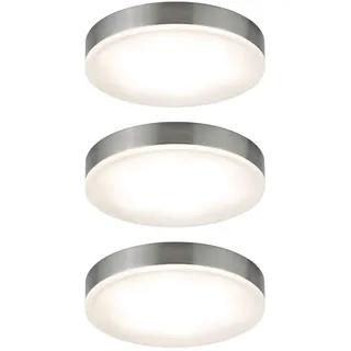 Paulmann 93564 LED Möbelleuchte Unity rund incl. 3x4,5 Watt Schrankleuchte Eisen gebürstet Schranklicht Metall, Acryl Küchenlampe 2700 K