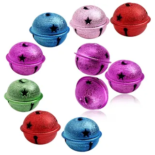 TOAOB 10 Stück Weihnachtsglocken 4 cm Metallglocken Oberfläche Mischfarbe | Große Glocken Metallglocken, für Weihnachtsdekoration Hochzeit Geburtstag Party Dekoration Dekoration Dekoration