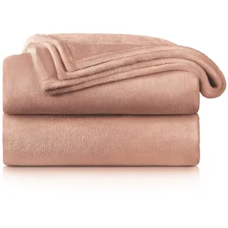 Blumtal Fleecedecke 130x150 cm - Oeko-TEX zertifizierte Kuscheldecke - Wohndecke 130x150 cm - weiche Decke Couch als Wohn- & Kuscheldecke Rosa Tagesdecke - Decke Rosa