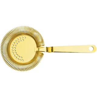 Barprofessional, Speakeasy Collection, Barsieb Gold, poliertes Cocktail-Sieb aus Edelstahl 304 mit wackelndem Rand, rutschfeste Rillen, rostfrei, Handwäsche empfohlen