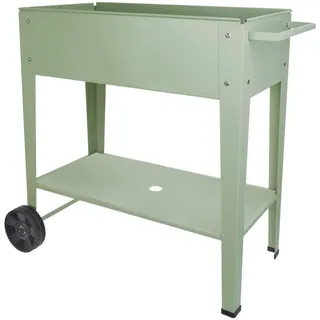 Blumenkasten , Mintgrün , Metall, Kunststoff , 40x80x88 cm , einfache Montage , Dekoration, Blumen & Blumentöpfe, Übertöpfe