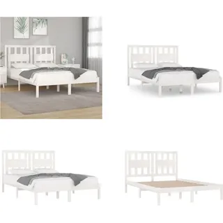 vidaXL Massivholzbett Weiß Kiefer 120x200 cm - Bettrahmen - Bettgestell - Schlafzimmermöbel - Doppelbett - Weiß