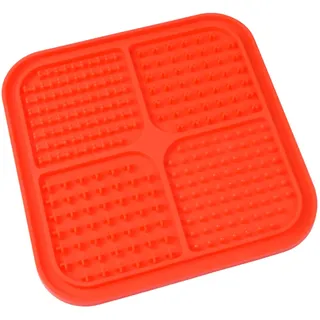 Love Story, Leckmatte für Tiere, rutschfest, Silikon, 20 x 20 x 1 cm, Rot