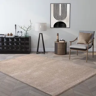 VIMODA Teppich kurzflor Einfarbig Super Qualität Ultra Soft für Wohnzimmer, Kinderzimmer, Schlafzimmer Läufer, Farbe:Beige, Maße:120x170 cm