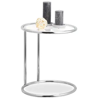 Relaxdays Beistelltisch, Silber, Metall, Glas, Kunststoff, 44.5x53x44.5 cm, Wohnzimmer, Wohnzimmertische, Beistelltische