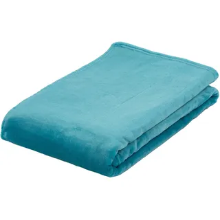 - Wohn- und Kuscheldecke, Memphis, Hohes Stoffgewicht 300 g/m2, 150 x 200 cm - Petrol