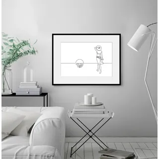queence Bild »Walking On Sunshine« Frau   Kunst   Meer   Modern   Schwarz-Weiß   Sonnenaufgang & -untergang, weiß