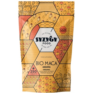 SYZYGY FOOD | Reiner Bio Maca | 250 Tabletten | 4850mg | 5:1 Konzentration | Steigert Energie und Vitalität | Offiziell Zertifizierte Bio Qualität | Made in EU