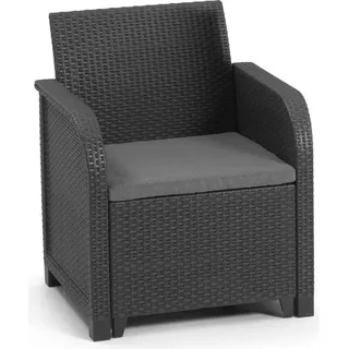 Gartenstuhl, Inklusive Kissen, Allibert by KETER SanRemo, Graphitgrau, Ergonomische Rückenlehne, Spritzgegossenes Harz - Bunt