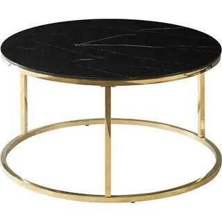 Runder Couchtisch STATIS – schwarzer Marmor / Gold - Schwarz
