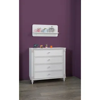 Kinderzimmer Kommode mit Schubladen Möbel Holz Landhaus Sideboard Weiß - Weiß