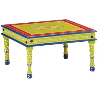 vidaXL Couchtisch Grün Handbemalt Massivholz Mango - Grün