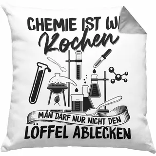 Trendation Chemie Ist Wie Kochen Kissen mit Füllung 40x40 Geschenk für Chemiker Student Lustiger Spruch (Grau)