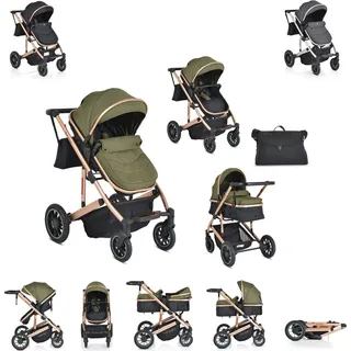Moni Kombikinderwagen 2 in 1 Thira Babywanne, umbaubar, Sportsitz, Fußabdeckung grün - Grün