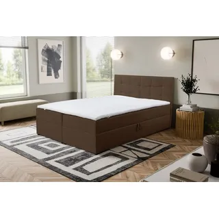 VENASI JESSA Boxspringbett 160x200 mit Bettkästen H2/H3 Matratze BRAUN - Braun