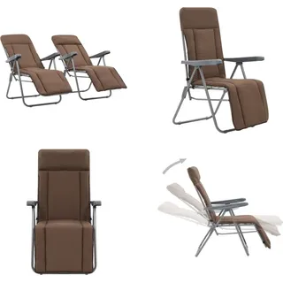 vidaXL Klappbare Gartenstühle mit Auflagen 2 Stk. Braun - Campingstuhl - Campingstühle - Klappstuhl - Klappstühle - Braun
