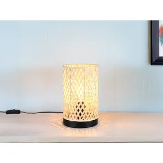 Kleine LED Nachttischlampe Korblampe Lampenschirm geflochten aus Bambus, H: 23cm